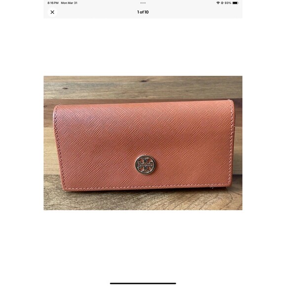 TORY BURCH Orange Sunglasses/Eyeglasses Leather Case Gold Logo Authentic - Picture 1 of 10